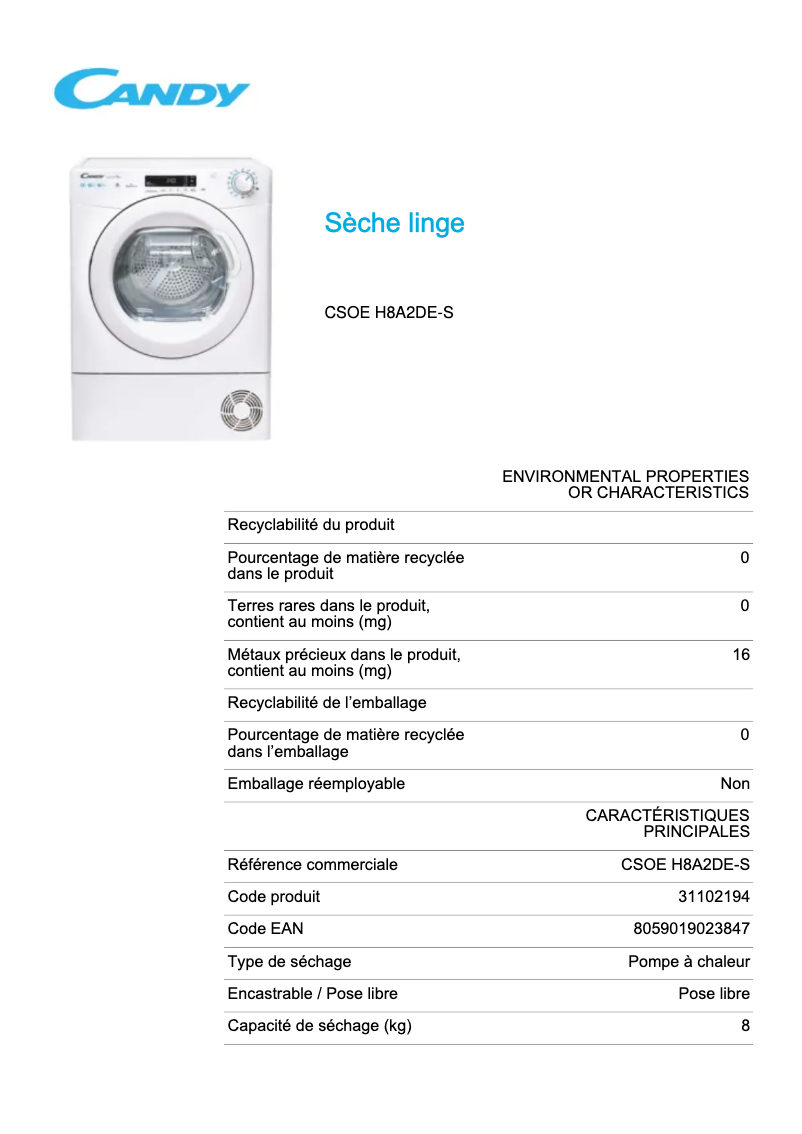 First page image of the manual for CSOE H8A2DE-S