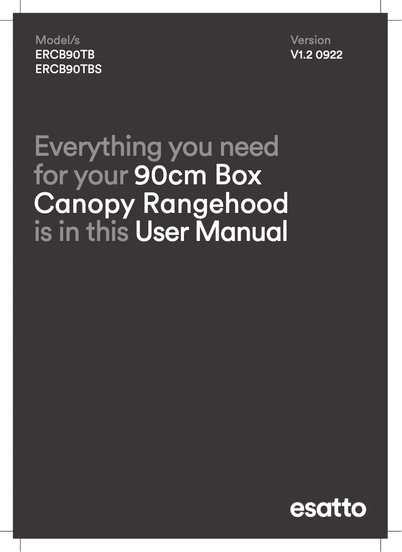 First page image of the manual for ERCB90TBS