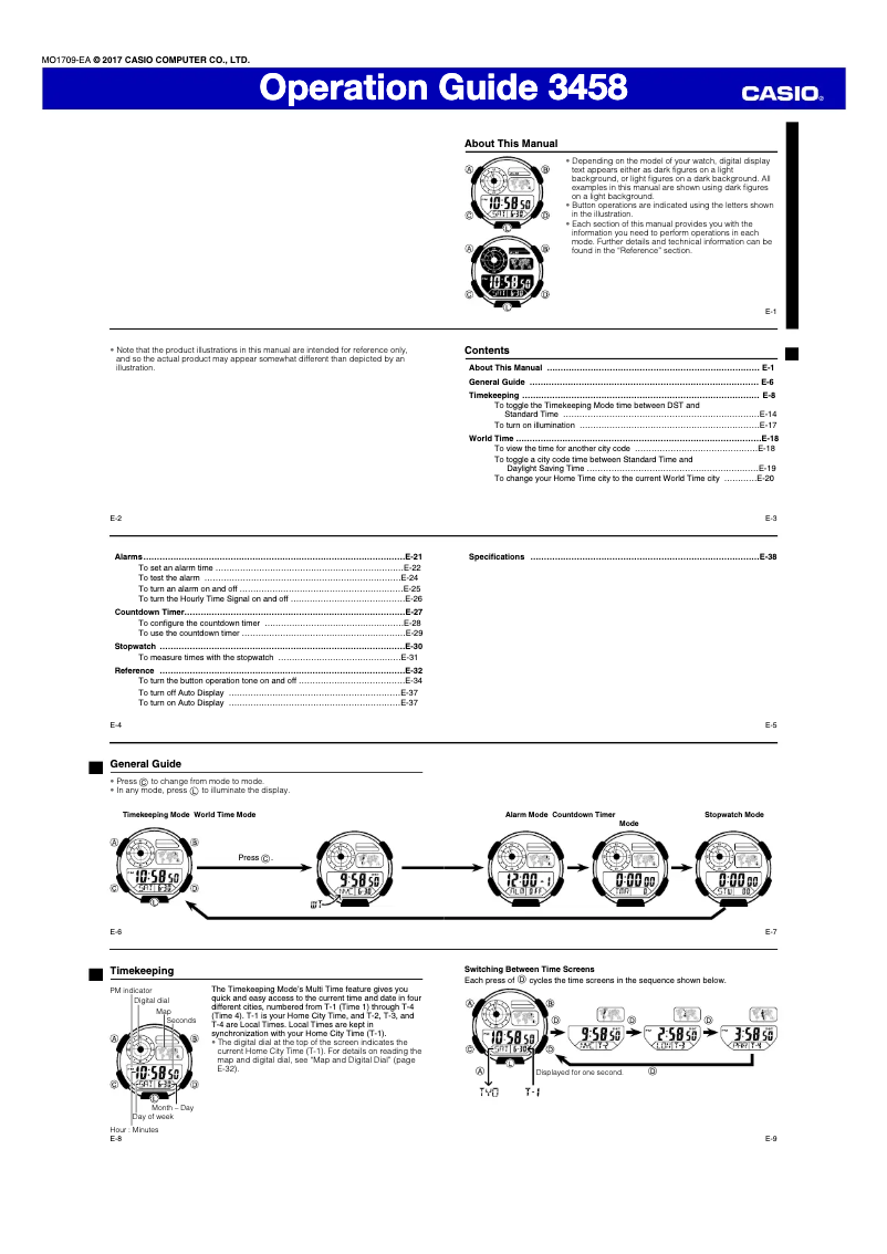 Page 1 of the manual User Manual Casio Collection AE-1400WH-2AVEF