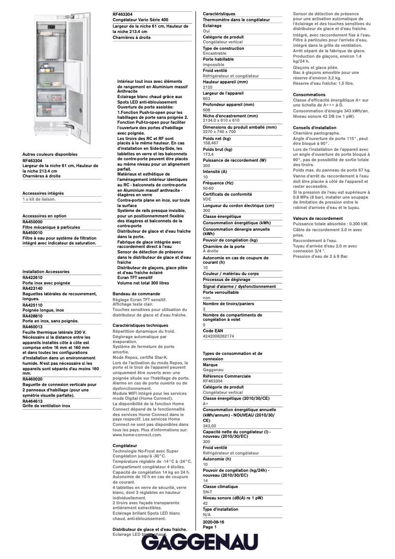 First page image of the manual for RF463304