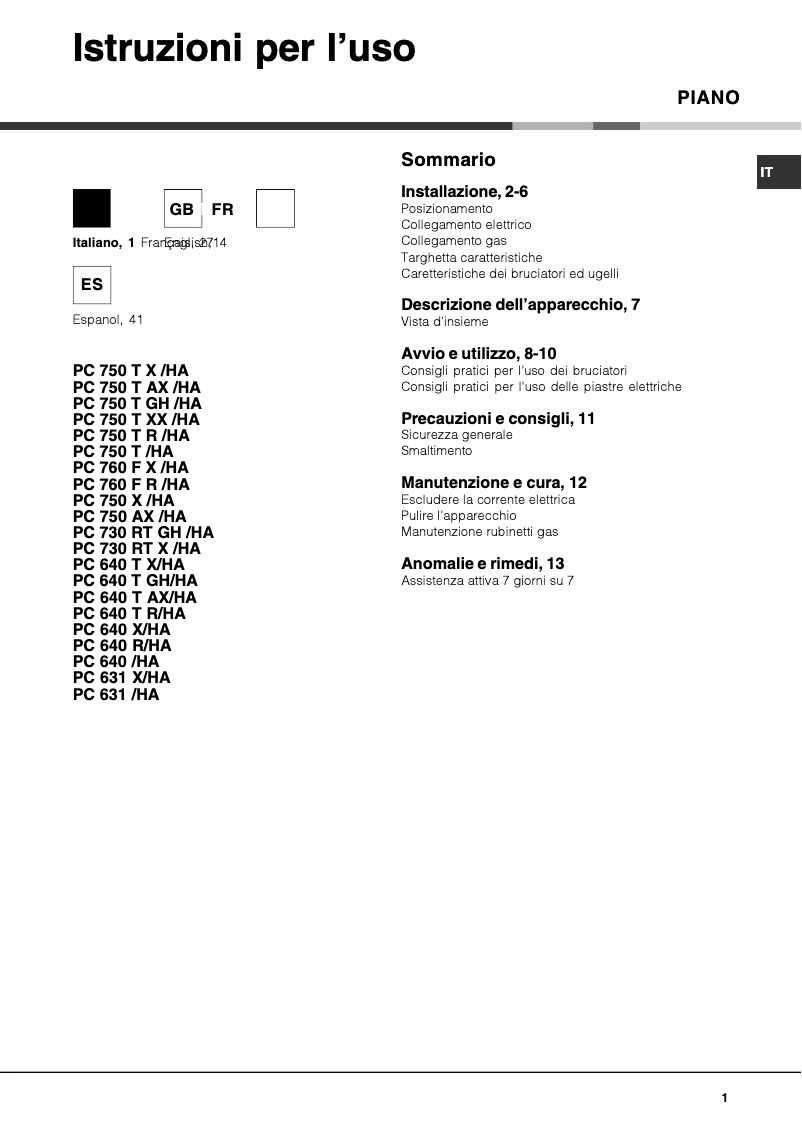 First page image of the manual for PC 640 (AV) R /HA