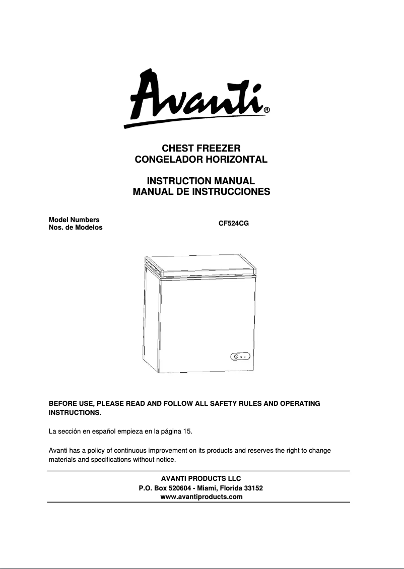 Page 1 of the manual User Manual Avanti CF524CG