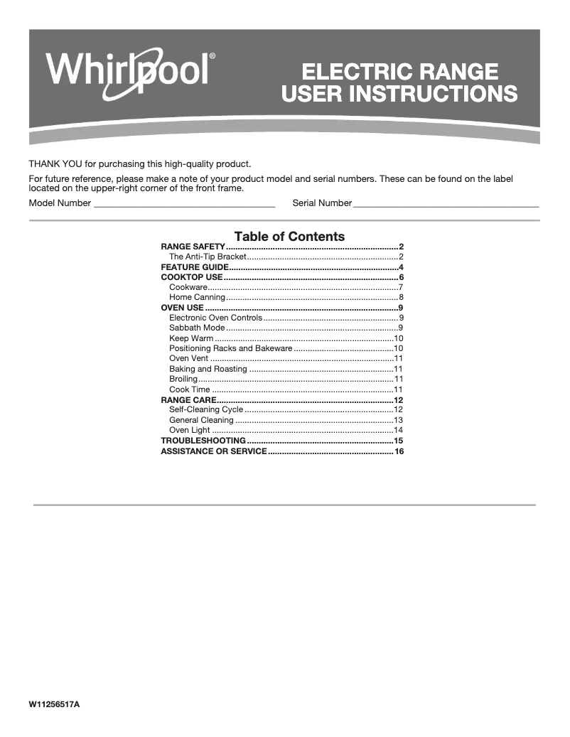 First page image of the manual for WEE510SAGB