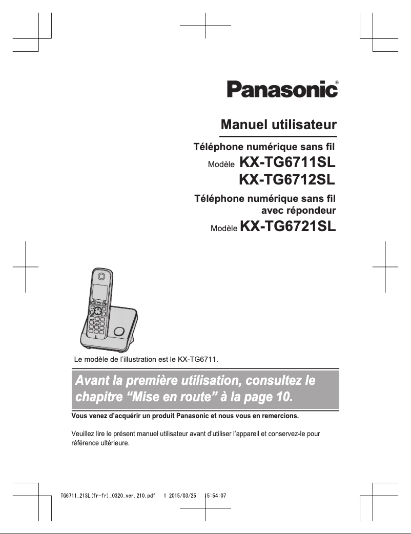 Page 1 of the manual User Manual Panasonic KX-TG6712SL