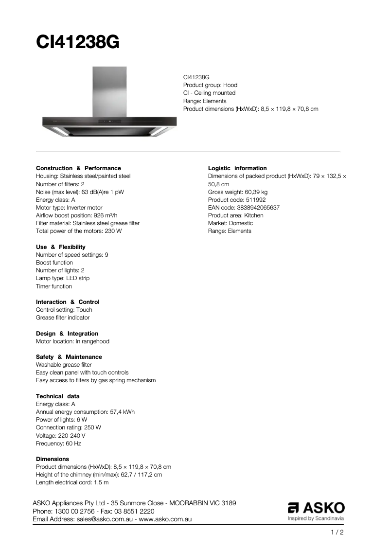 First page image of the manual for CI41238G