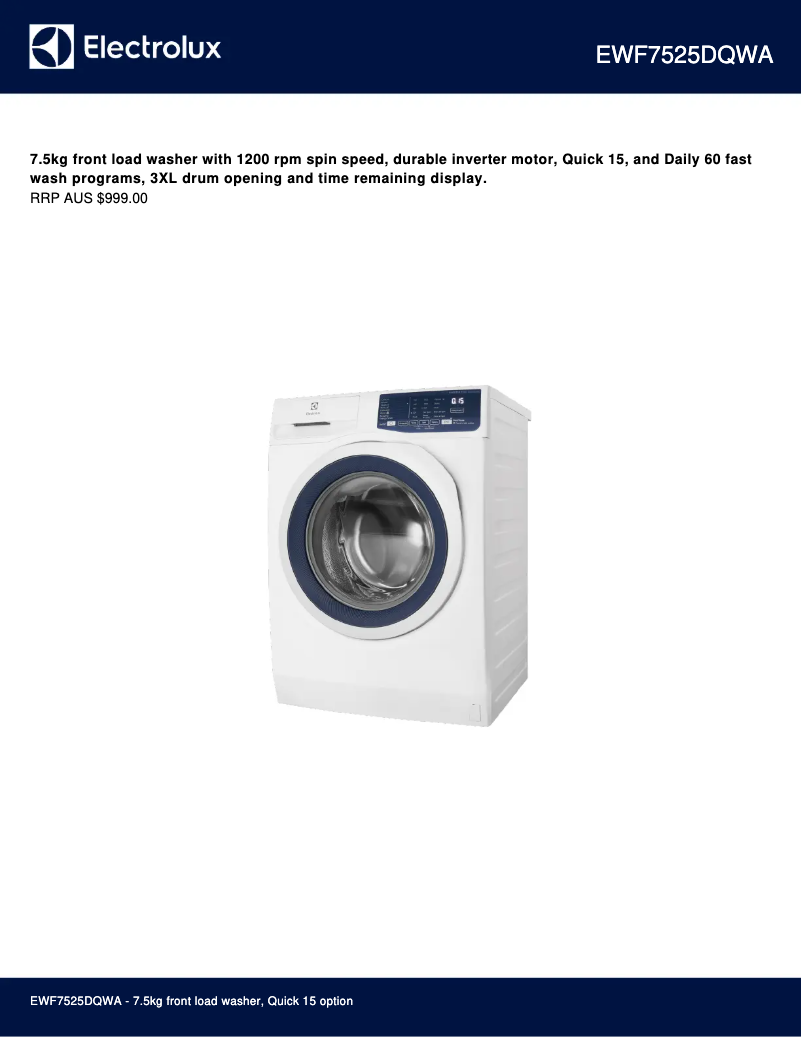 First page image of the manual for EWF7525DQWA