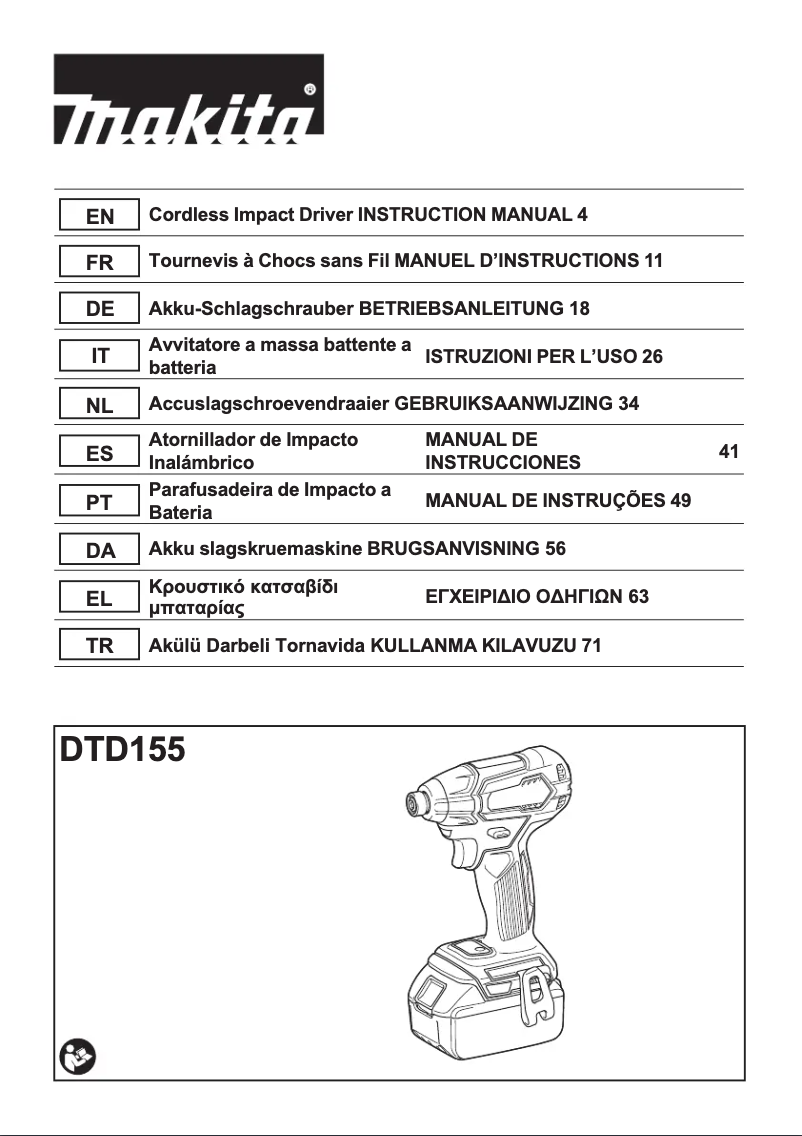 Page 1 of the manual User Manual Makita DTD155Z