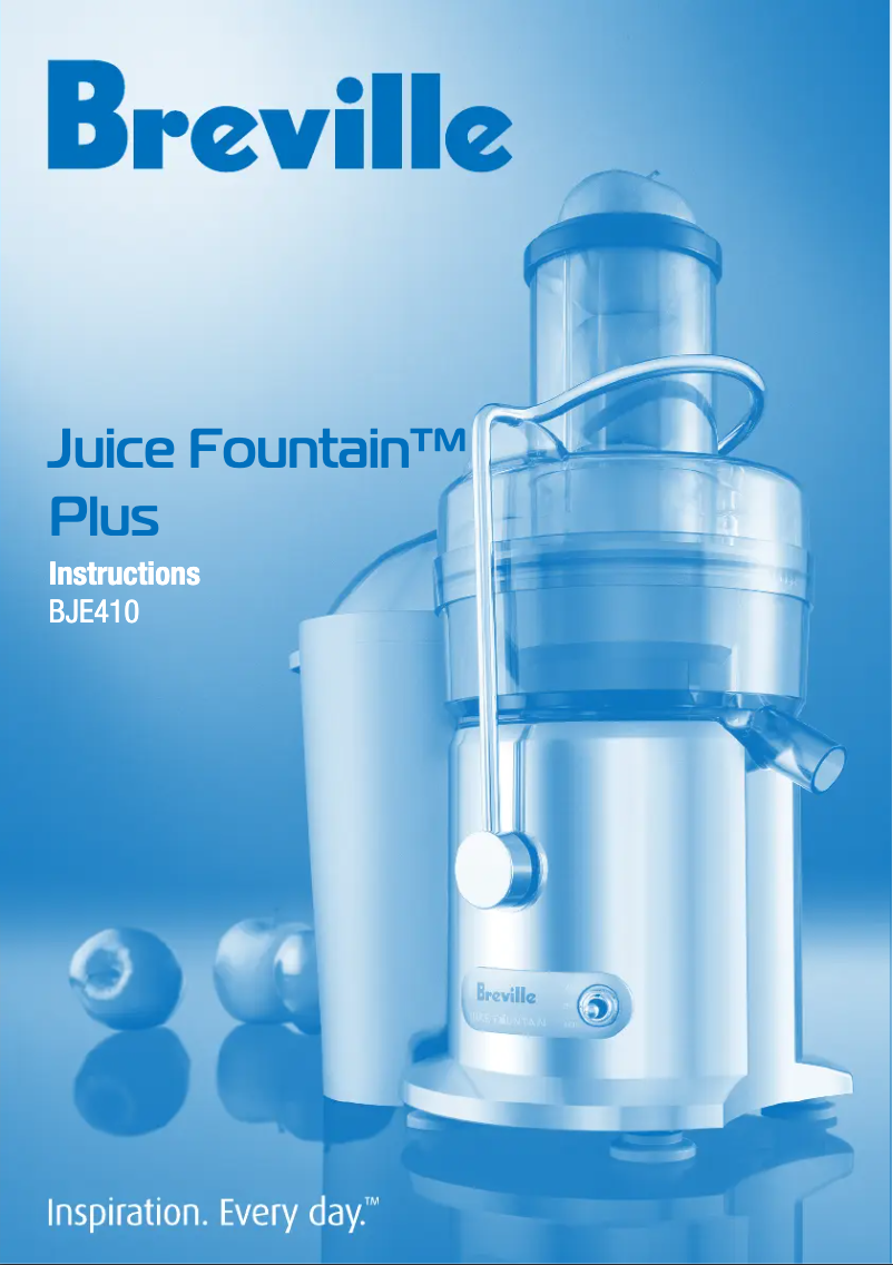 First page image of the manual for Juice Fountain Plus JE95