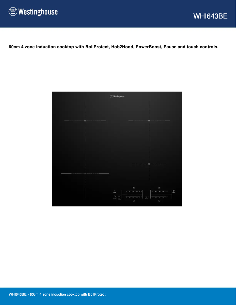 Page 1 of the manual Technical Sheet Westinghouse WHI643BE