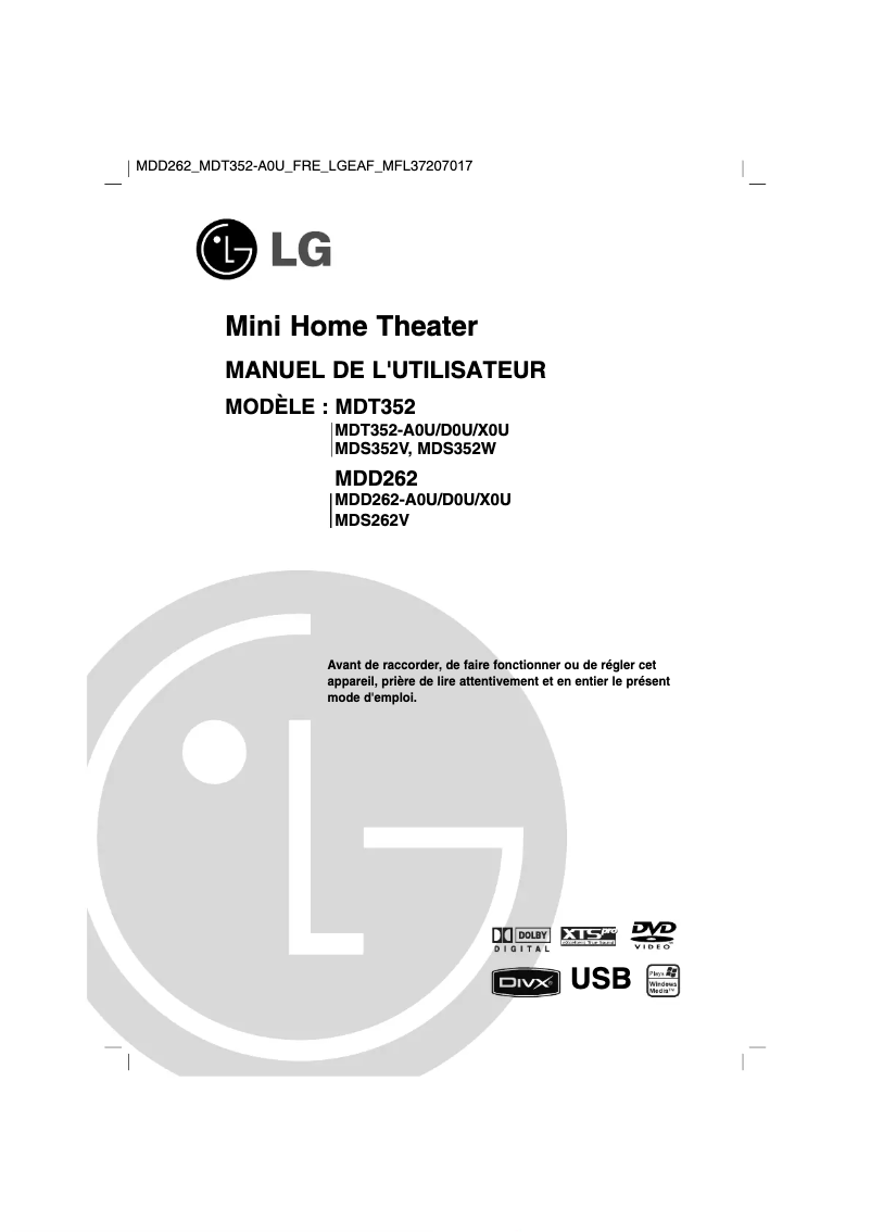 Page 1 of the manual User Manual LG MDD262