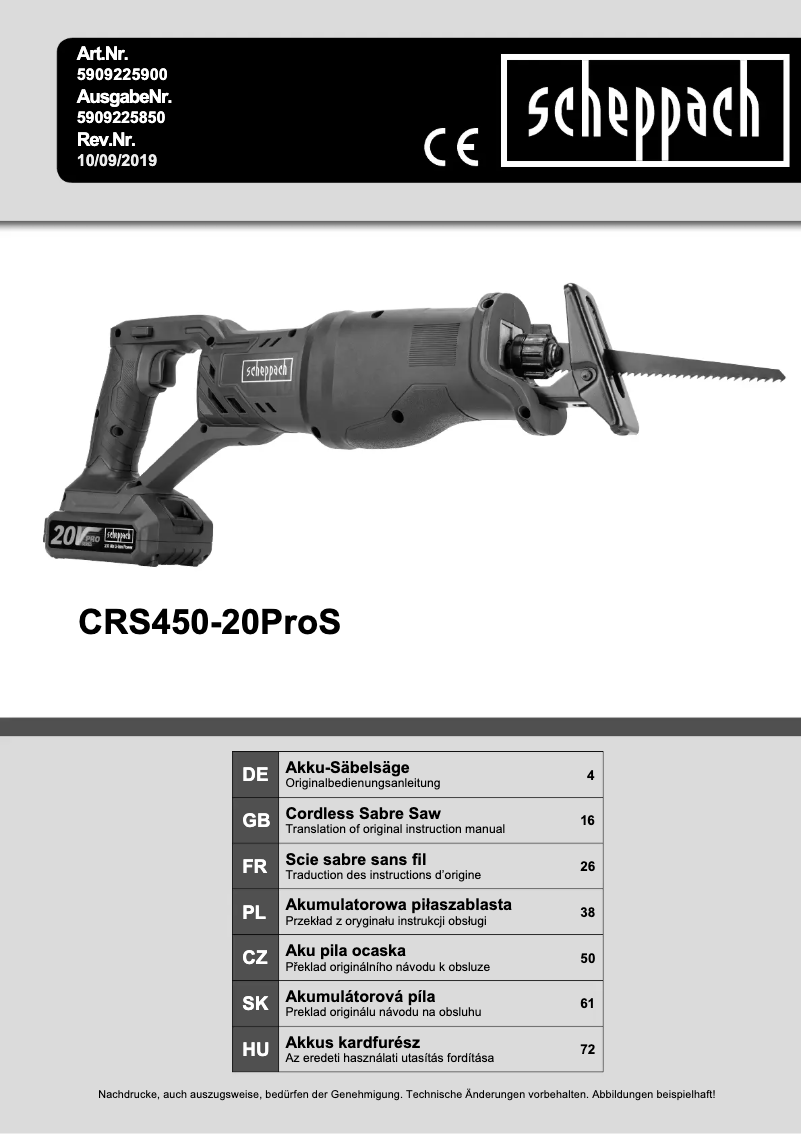 First page image of the manual for CRS450-20ProS
