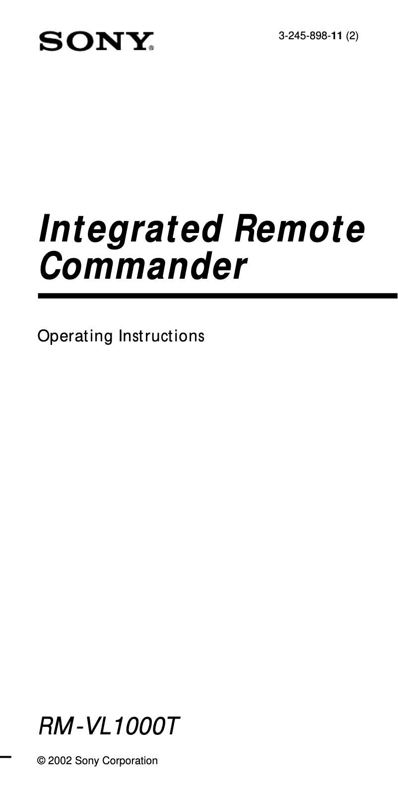 First page image of the manual for RM-VL1000T
