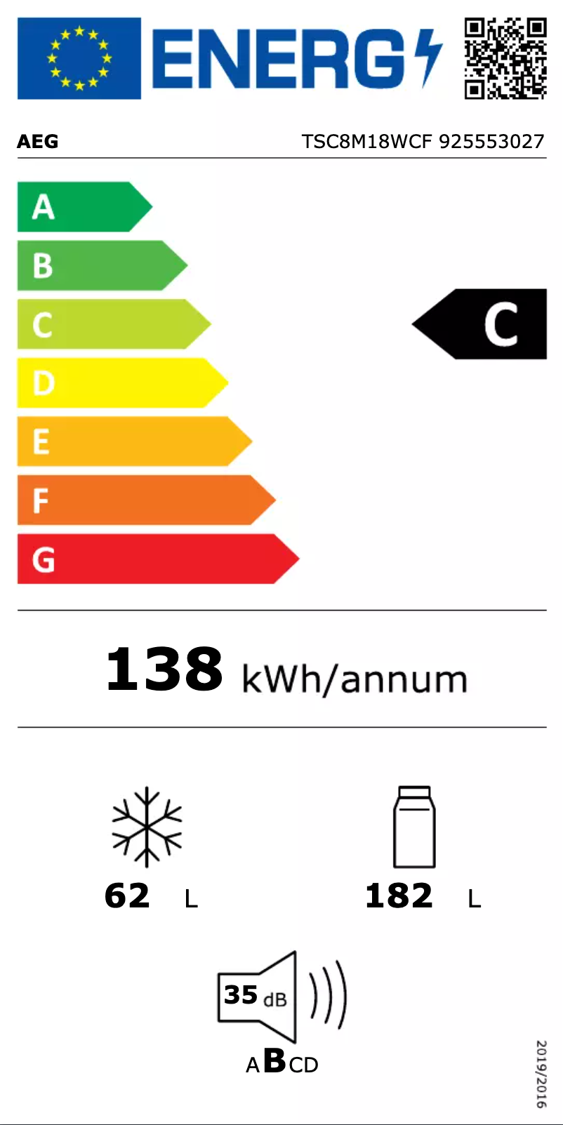 Page 1 of the manual Energy Label AEG TSC8M18WCF