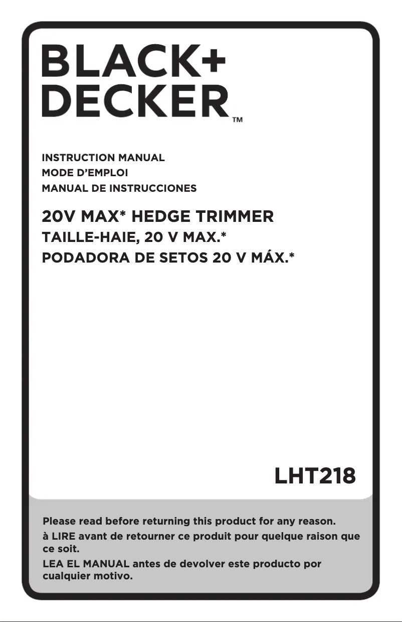 Page 1 of the manual User Manual Black & Decker LHT218