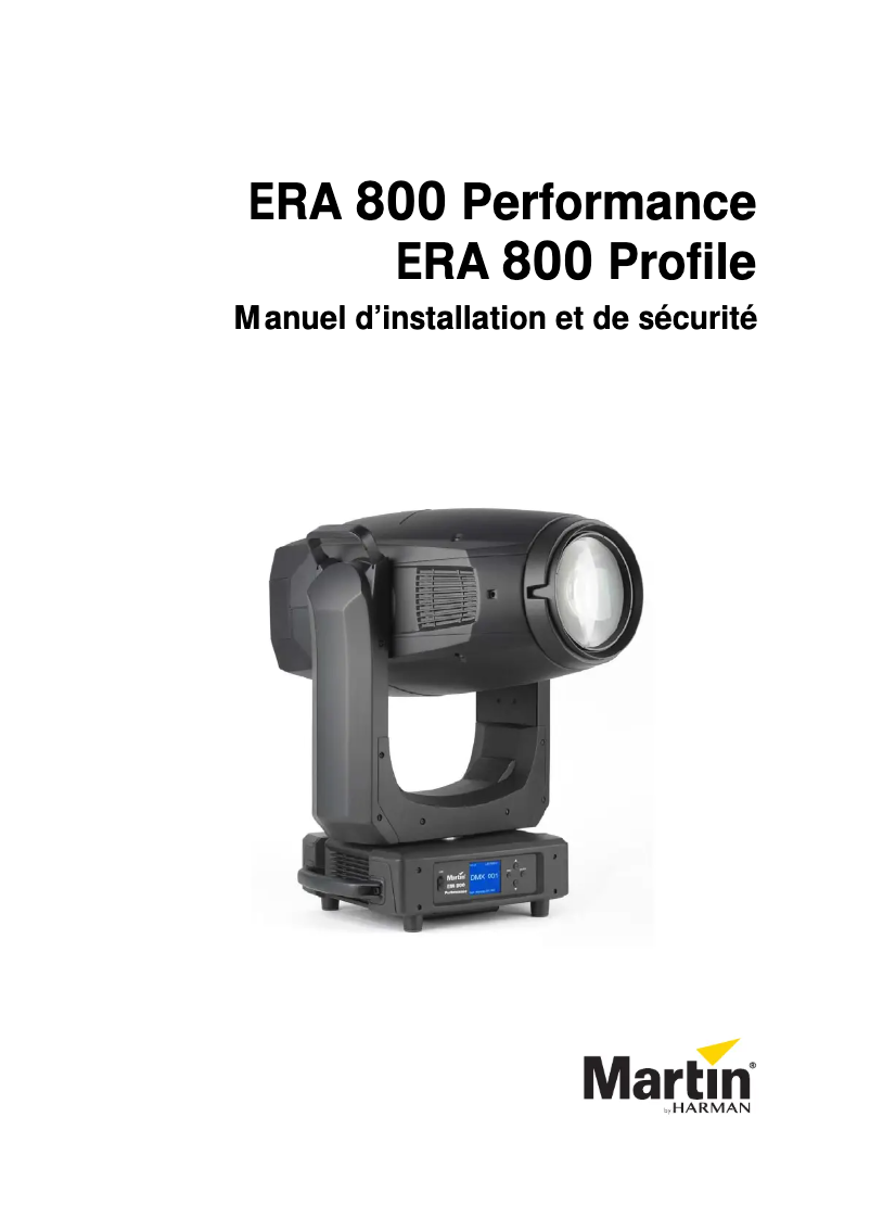 First page image of the manual for ERA 800 Performance