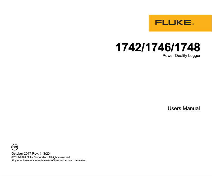 Page 1 of the manual User Manual Fluke 1746