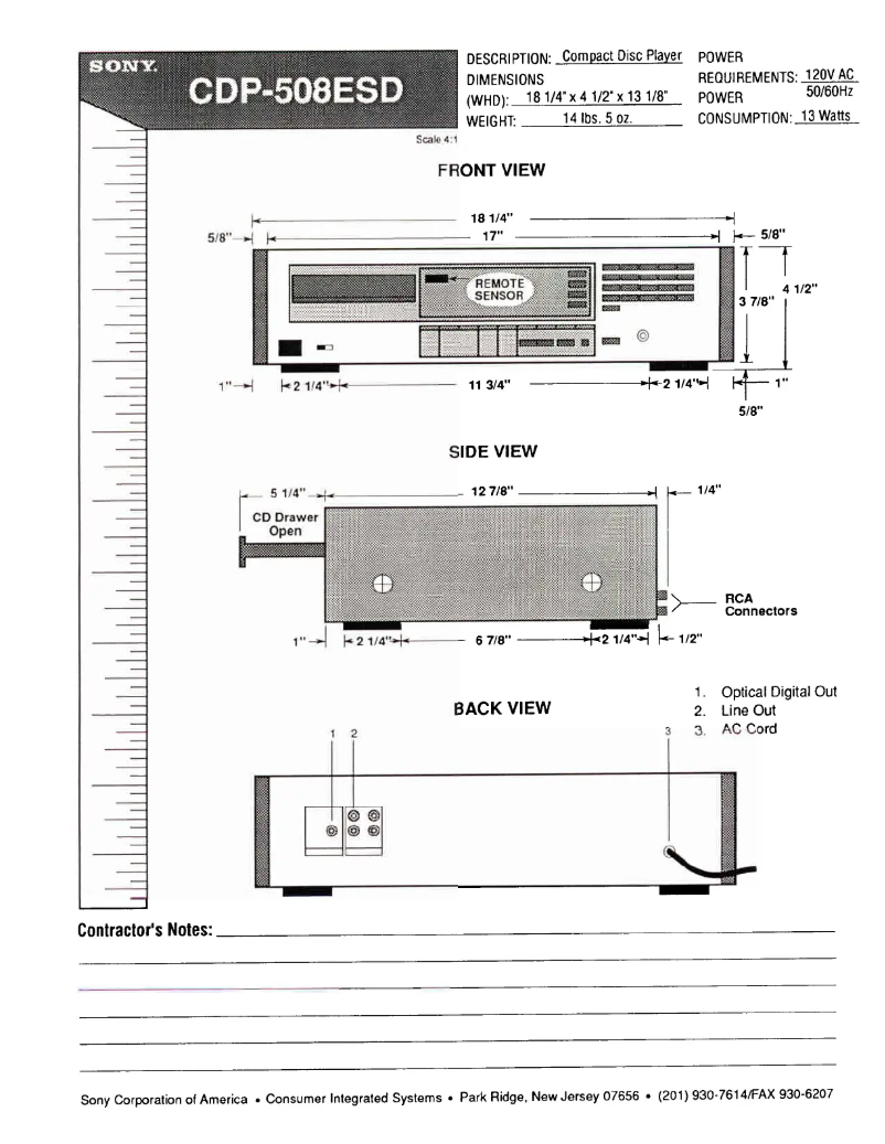 Page 1 of the manual Installation Guide Sony CDP-508ESD