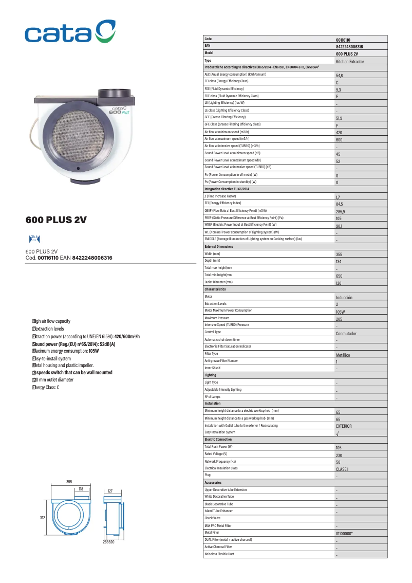 First page image of the manual for 600 PLUS 2V