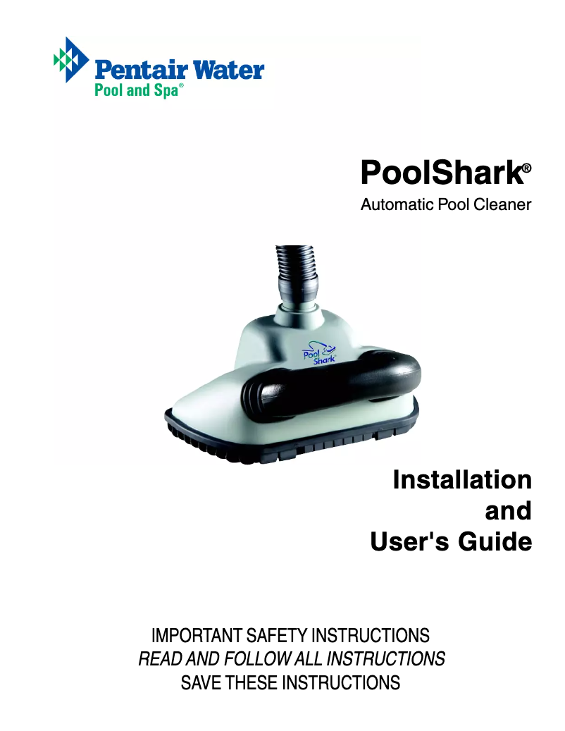 Page 1 of the manual User Manual Onga Pool Shark