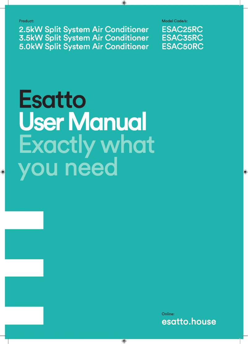 First page image of the manual for ESAC25RC
