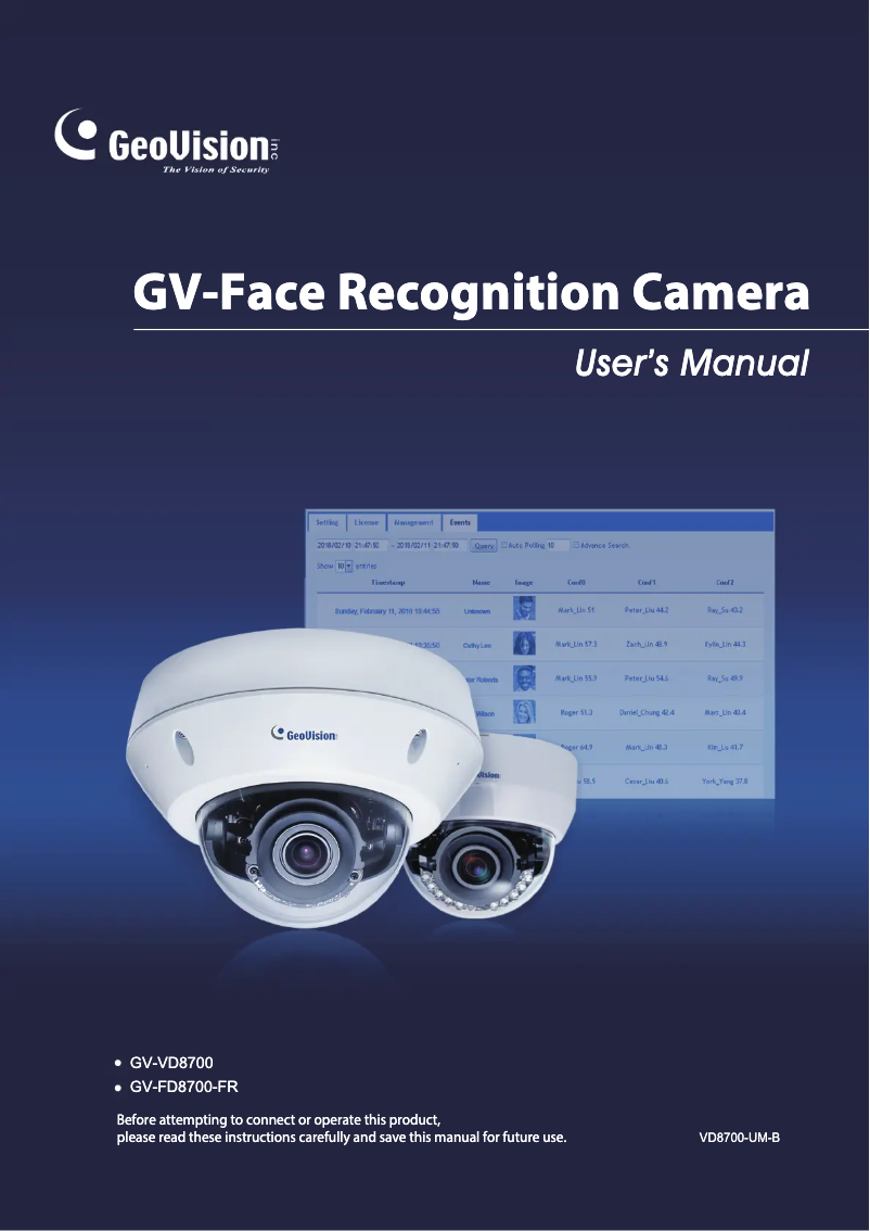 First page image of the manual for GV-VD8700
