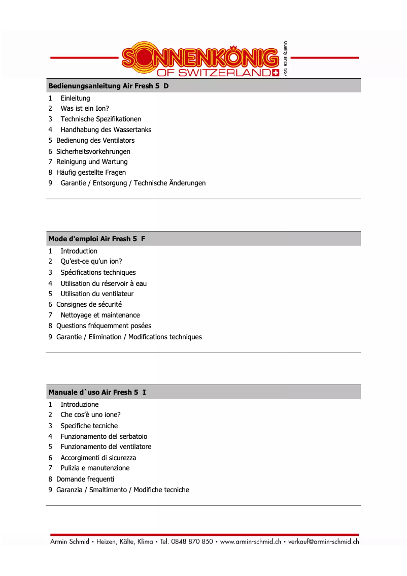 First page image of the manual for Atlantik