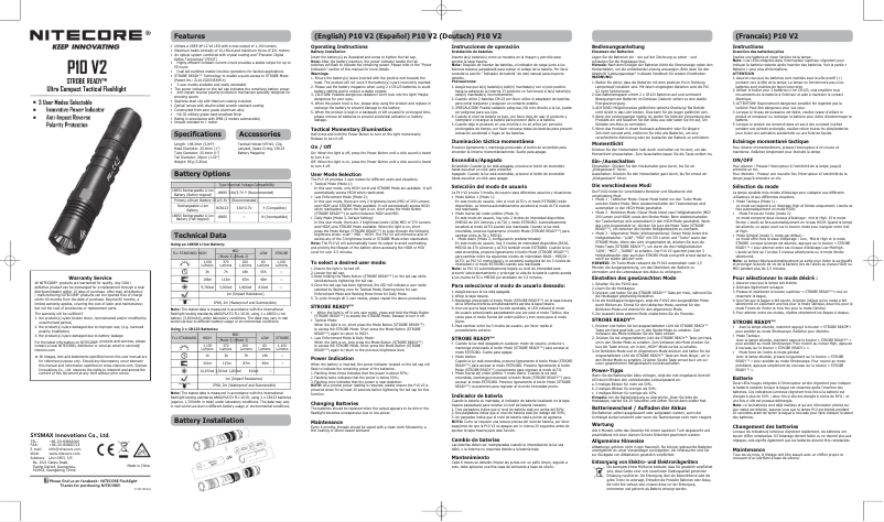 Page 1 of the manual User Manual Nitecore P10 V2