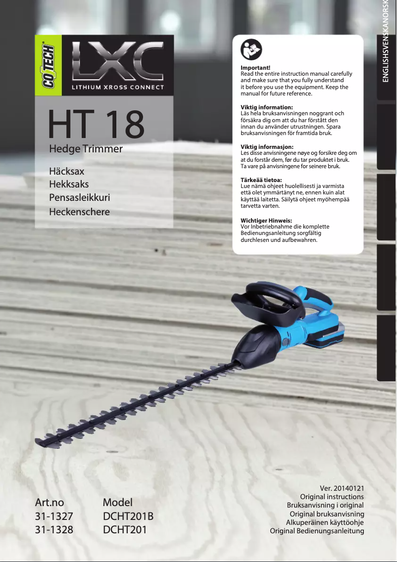 First page image of the manual for HT 18