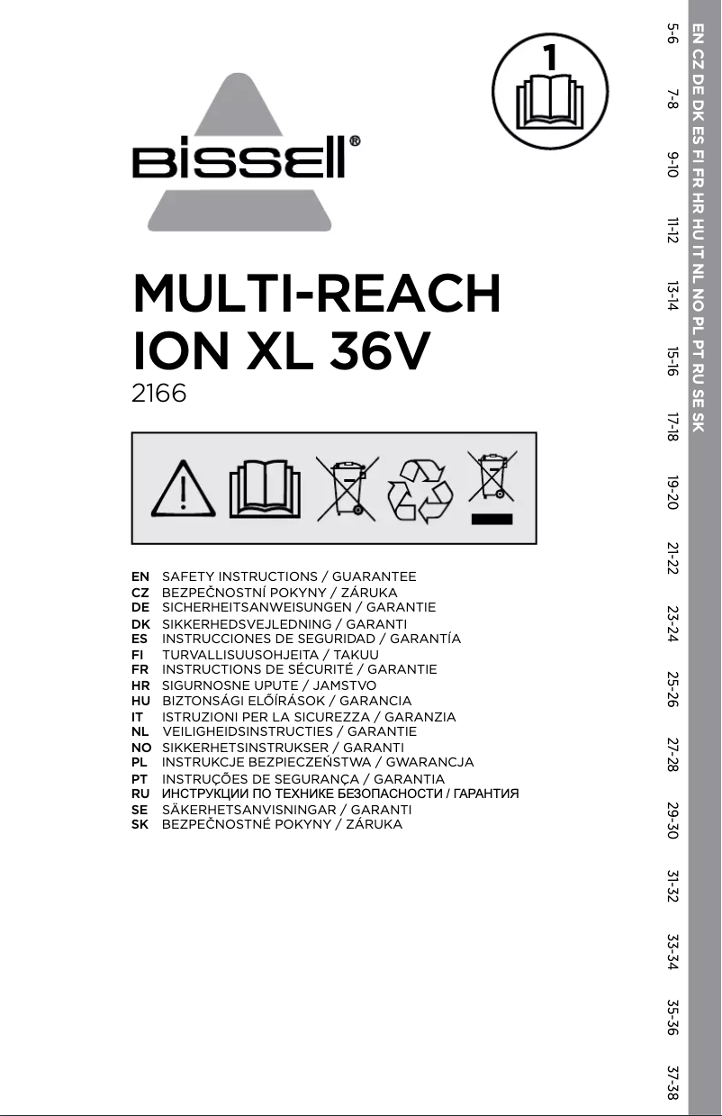Page 1 of the manual User Manual Bissell XL36V
