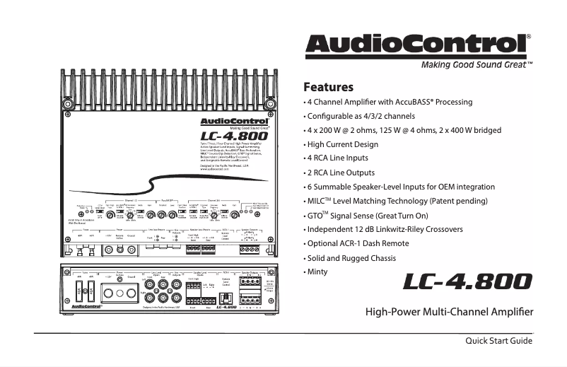 Page 1 of the manual User Manual AudioControl LC-4.800