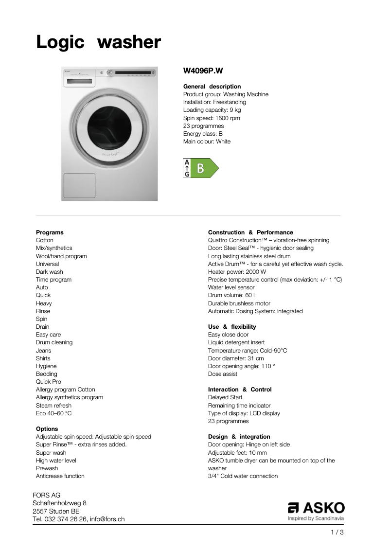 First page image of the manual for W4096P