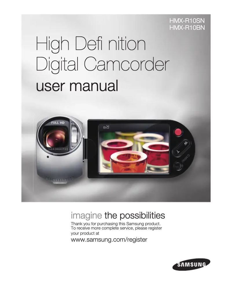 First page image of the manual for HMX-R10SN