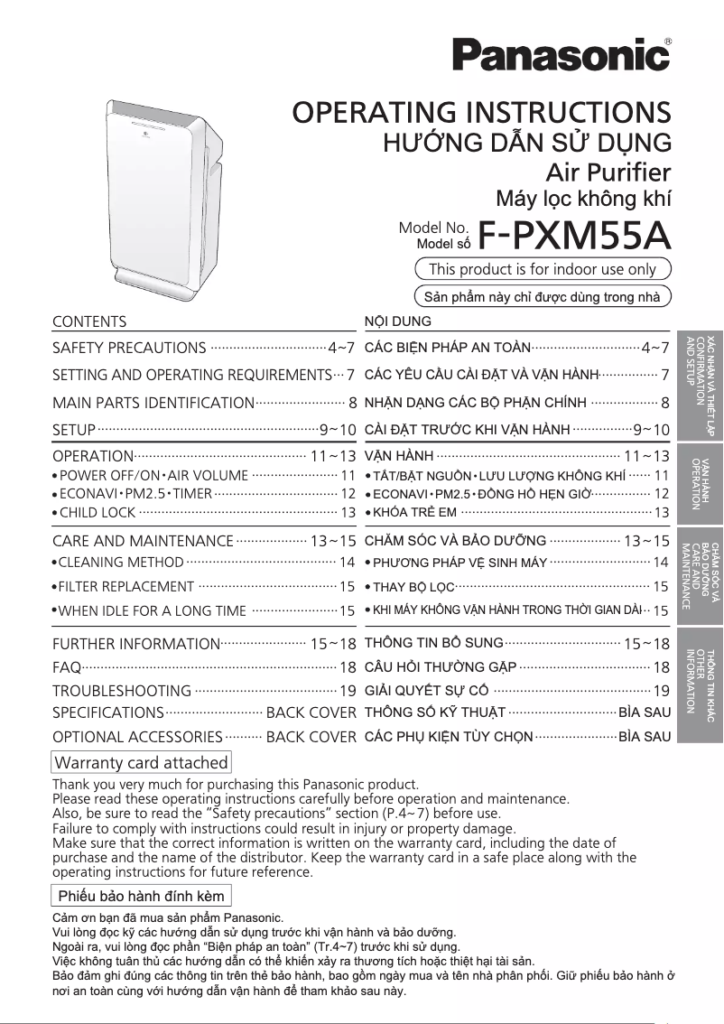 Page 1 of the manual User Manual Panasonic F-PXM55A