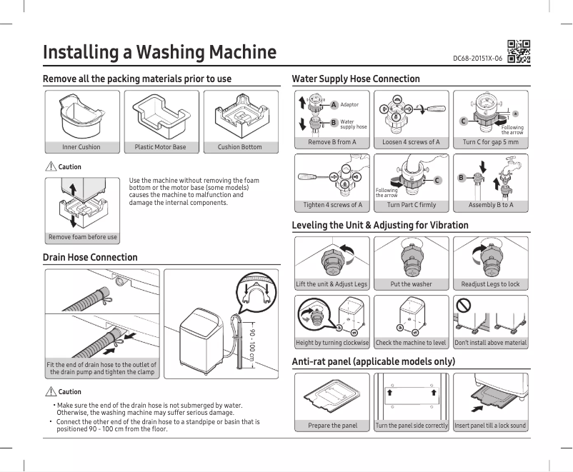 Page 1 of the manual Installation Guide Samsung WA80C14545BV