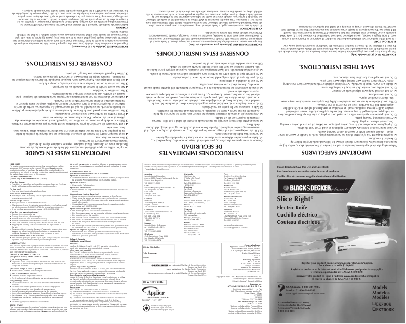 Page 1 of the manual User Manual Black & Decker EK700BK