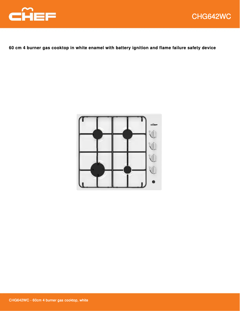 Page 1 of the manual Technical Sheet Chef CHG642WC