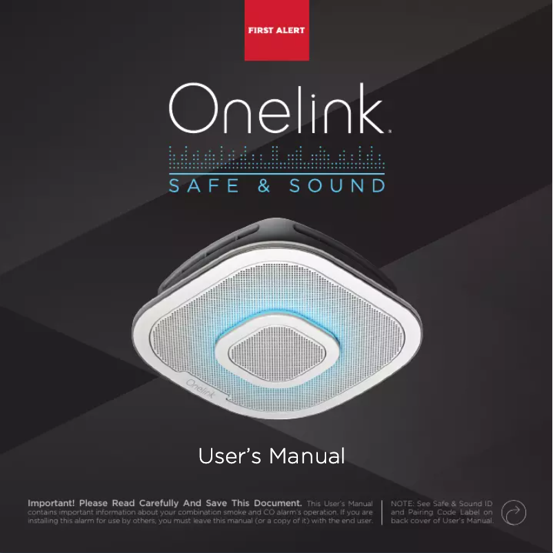 Page 1 of the manual User Manual First Alert Onelink