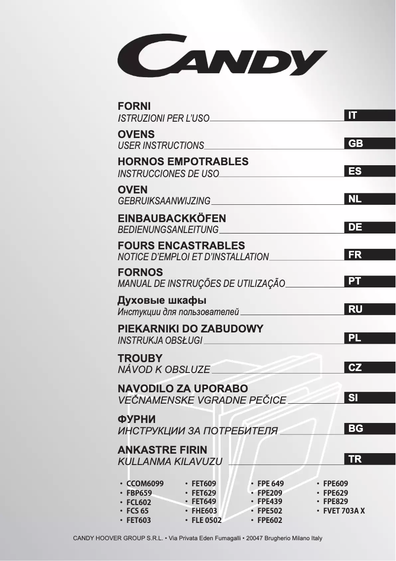 Page 1 of the manual User Manual Candy FPE502/CH64C-2