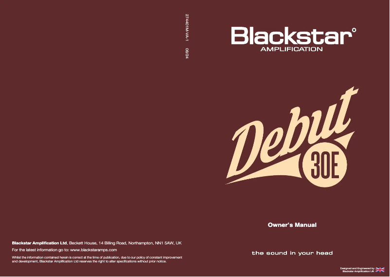 Page 1 of the manual User Manual Blackstar Debut 30E