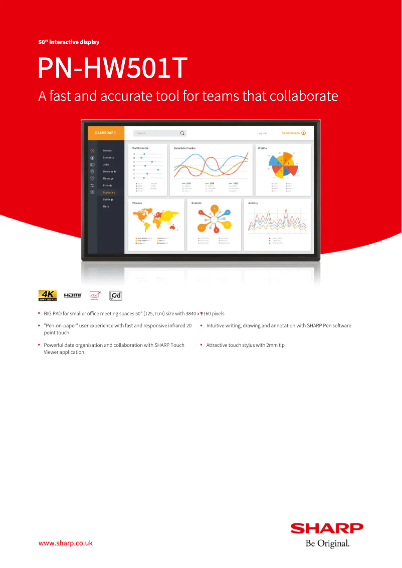First page image of the manual for PN-HW501T