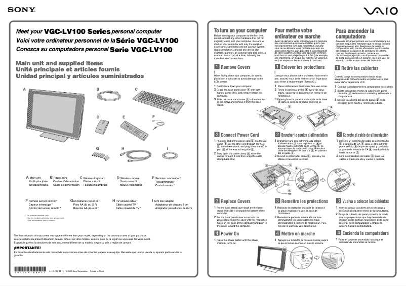 Page 1 of the manual User Manual Sony Vaio VGC-LV140J