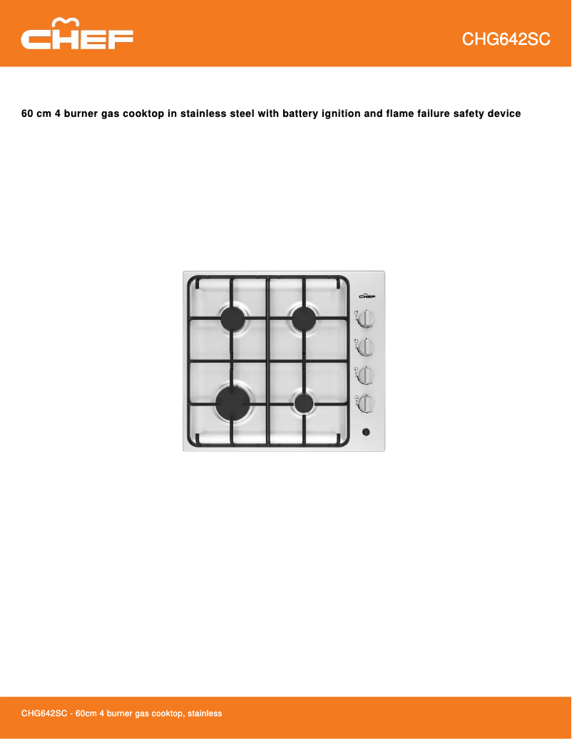 Page 1 of the manual Technical Sheet Chef CHG642SC