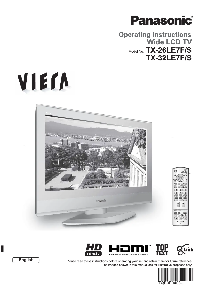 First page image of the manual for Viera TX-32LE7FS