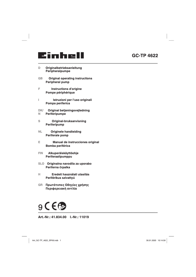 Page 1 of the manual User Manual Einhell GC-TP 4622