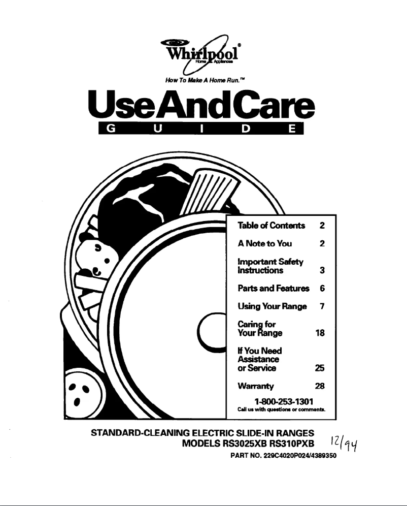 Page 1 of the manual User Manual Whirlpool RS3025XBW0
