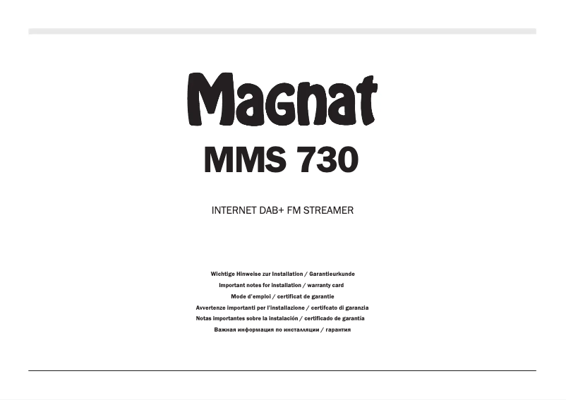 First page image of the manual for MMS 730