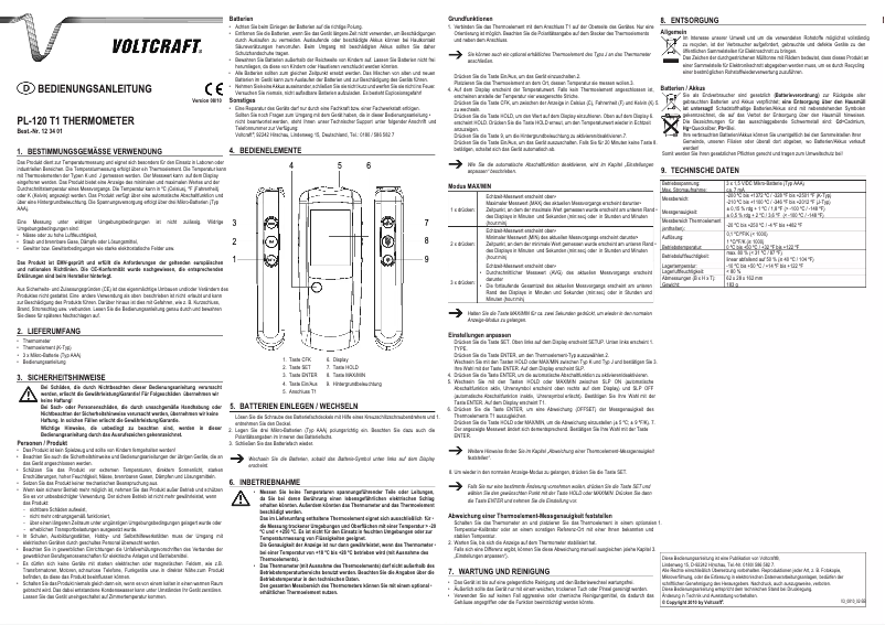 Page 1 of the manual User Manual Voltcraft PL-120 T1