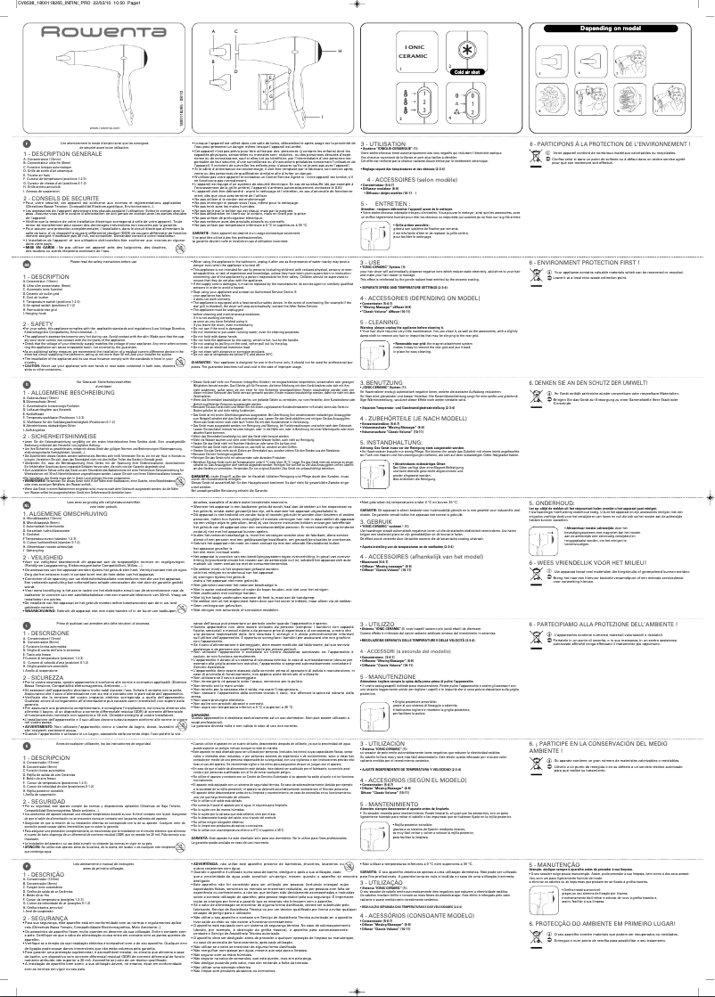 Page 1 of the manual User Manual Rowenta CV8538 Infini Pro 2000