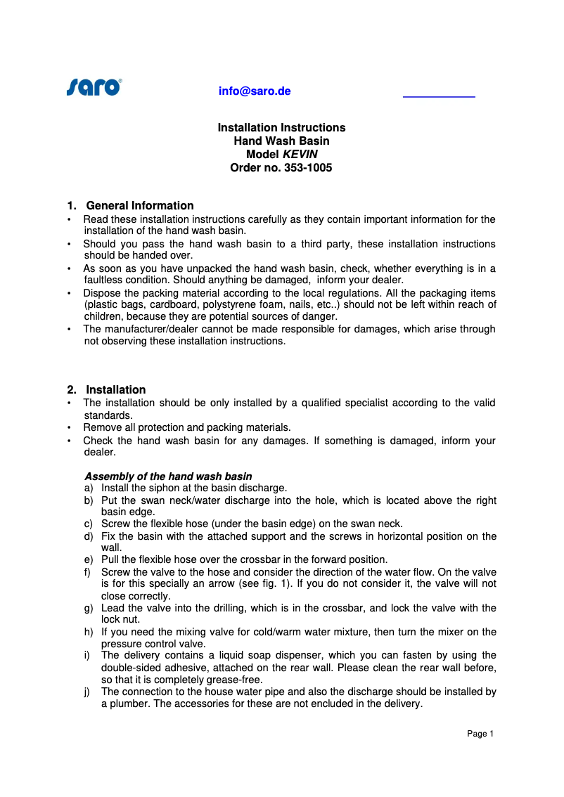 Image de la première page du manuel de l'appareil KEVIN