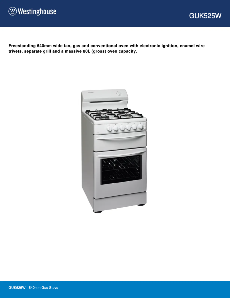 First page image of the manual for GUK525W